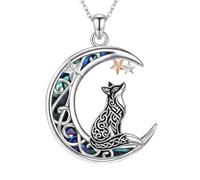 ROMANTICWORK Collier avec pendentif arbre de vie, trèfle, loup, chouette, renard, en argent sterling 925, nœud celtique, bijoux pour femme, Noël, anniversaire, Argent sterling, Pas de pierre précieuse
