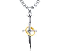 ROMANTICWORK Collier avec pendentif en forme de dague en argent sterling 925 avec croix - Couteau médiéval - Bijoux avec épée - Cadeaux pour femmes et hommes, 13.7 * 36mm, Argent sterling, Pas de
