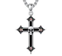 ROMANTICWORK Collier Croix 925 Argent Sterling Croix Collier Croix Pendentif Chrétien Religieux Gothique Bijoux Croix Cadeaux pour Hommes Messieurs Femmes, Argent sterling, Pas de gemme