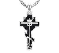 ROMANTICWORK Collier Croix 925 Argent Sterling Croix Collier Croix Pendentif Chrétien Religieux Gothique Bijoux Croix Cadeaux pour Hommes Messieurs Femmes, 3,6 x 2,0 cm, Argent sterling, Pas de pierre