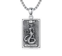 ROMANTICWORK Collier de déesse pour femme en argent sterling 925 avec pendentif carte de tarot Hécate/Athéna/Artémis/Lilith/Méduse Bijoux de la mythologie grecque Cadeau de Noël, Argent sterling, Pas