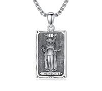 ROMANTICWORK Collier de déesse pour femme en argent sterling 925 avec pendentif carte de tarot Hécate/Athéna/Artémis/Lilith/Méduse Bijoux de la mythologie grecque Cadeau de Noël, Argent sterling, Pas