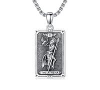 ROMANTICWORK Collier de déesse pour femme en argent sterling 925 avec pendentif carte de tarot Hécate/Athéna/Artémis/Lilith/Méduse Bijoux de la mythologie grecque Cadeau de Noël, Argent sterling, Pas