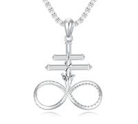 ROMANTICWORK Collier en argent sterling 925 avec pendentif en forme de croix religieuse chrétienne, bijoux cadeaux pour homme et femme, Argent sterling