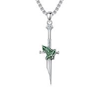 ROMANTICWORK Collier en argent sterling 925 avec pendentif en forme de dague, croix et couteau - Épée médiévale - Cadeau pour homme et femme