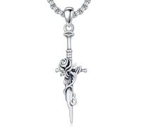 ROMANTICWORK Collier en argent sterling 925 avec pendentif en forme d'épée médiévale - Cadeau d'anniversaire pour homme et femme