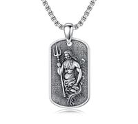 ROMANTICWORK Collier grec en argent sterling 925 Athéna/Medusa/Poséidon Trident Pendentif mythologie Bijoux pour anniversaires, Noël, femmes et hommes, Argent sterling, Pas de gemme