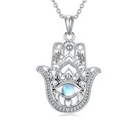 ROMANTICWORK Collier Main de Fatma en Argent Sterling 925 Pendentif Mauvais oeil Bijoux Cadeaux Amulette Mauvais œil pour Femme