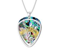 ROMANTICWORK Collier musical en argent sterling 925, abalone/memento mori/tête de mort/arbre de vie/obsidienne/turquoise/cardinal rouge, pendentif médiator de guitare, bijoux pour cadeaux de Noël pour
