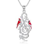 ROMANTICWORK Collier musical en argent sterling 925, abalone/memento mori/tête de mort/arbre de vie/obsidienne/turquoise/cardinal rouge, pendentif médiator de guitare, bijoux pour cadeaux de Noël pour