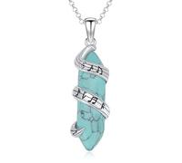 ROMANTICWORK Collier musical en argent sterling 925, abalone/memento mori/tête de mort/arbre de vie/obsidienne/turquoise/cardinal rouge, pendentif médiator de guitare, bijoux pour cadeaux de Noël pour