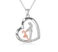 ROMANTICWORK Collier Père et Fille Argent Sterling 925 Pendentif Coeur Papa Fille Cadeau d'Anniversaire Bijoux pour Femme Fille