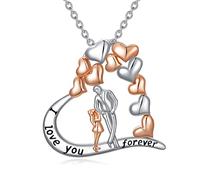 ROMANTICWORK Collier père et fille argent sterling 925 pendentif en forme de cœur cadeau papa a ma fille bijoux cadeaux pour femmes