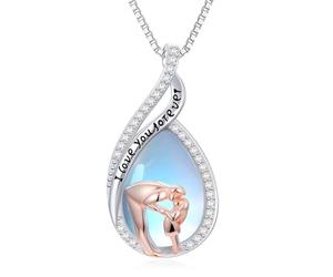 ROMANTICWORK Collier père fille en argent sterling avec pendentif cœur - Cadeau pour fille et papa - Bijoux pour femmes et filles, 26.4mm x 13.7mm (1.03 inch x 0.54 inch), Argent sterling, Pas de