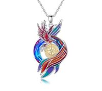 ROMANTICWORK Collier phénix en argent sterling 925 avec pendentif en forme d'oiseau - Bijoux Nirvana - Cadeau d'anniversaire pour homme et femme, Argent sterling, Pas de gemme