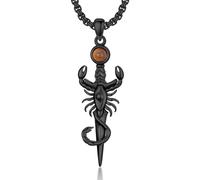 ROMANTICWORK Collier scorpion en argent sterling 925 avec pendentif œil de tigre - Bijou d'anniversaire, de Noël - Pour homme et femme