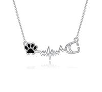 ROMANTICWORK Collier stéthoscope pour femme en argent sterling 925 avec pierre de naissance vétérinaire bijoux infirmière cadeaux pour femme, Argent sterling, Pas de gemme