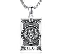 ROMANTICWORK Collier zodiaque en argent sterling 925 avec pendentif en forme de carte de tarot, constellation, horoscope, astrologie, bijoux pour Noël, anniversaire, homme et femme, Argent sterling