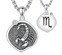 ROMANTICWORK Colliers 12 Constellations en Argent Sterling 925 Pendentif Signe du Zodiaque Scorpions Bijoux Astrologie Horoscope Cadeau Anniversaire pour Hommes Femmes
