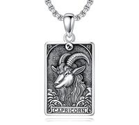 ROMANTICWORK Zodiac Collier en argent sterling 925 avec carte de tarot et pendentif constellation horoscope astrologie bijoux pour Noël anniversaire cadeaux hommes femmes, Argent sterling, Pas de