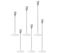 Romantique 6 pièces bougeoir, 33/28/23cm Chandelier Chandelier, bougeoir en métal pour Bougies bâtonnet, Parfait pour Le dîner aux chandelles, décoration intérieure, décoration Vintage (6, Blanc)