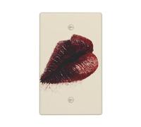 Romantique Art Dense Dark Wine Lip Prints Single Toggle Blank Wall Plate Light Switch Cover Decorative 1 Gang for Kitchen Room Bathroom Size 11.4x7cm