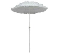 Romantique Beau Parapluie De Balcon Parasol De Jardin, Tissu De Polyester Blanc, Imperméable Écran Solaire, Mât De Parapluie En Métal 32mm, Parapluie De Plage Pliable En Hauteur Réglable Sans Base(160