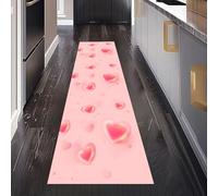 Romantique Coeur Tapis de Couloir Long 60 x 180 cm, Amour Bulle Tapis Cuisine Devant Evier Antidérapant Lavable, Carpet pour Salon Chambre à Coucher Descente de lit Interieur