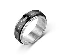 Romantique ECG Coeur Battre Amour Anneaux Hommes Femmes Noir Rotatif Spinner Couple De Mariage en Acier Inoxydable Bijoux Cadeaux