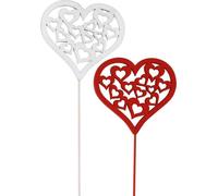 Romantique Fleur Cœur Rouge Blanc Bois Set de 12 Fiches Déco Saint-Valentin Fête des Mères 7cm