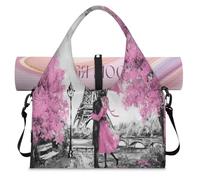 Romantique France Paris Tour Eiffel Sports Duffel Sac de sport pour femme Homme Sac de week-end Sac de nuit avec compartiment à chaussures Sac fourre-tout Sac fourre-tout Sac pour Yoga Gym Voyage,