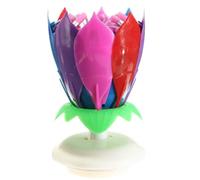 Romantique Joyeux Anniversaire Fleur Double Lotus Musical Rotatif Bougie Gâteau Multicolore