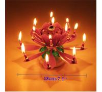 Romantique Joyeux Anniversaire Fleur Double Lotus Musical Rotatif Bougie Gâteau Rouge
