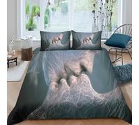 Romantique Kiss Ensemble De Literie Respirante Microfibre 3 Pièces 3D Imprimée Abstrait Digital Art Linge de Lit avec Fermeture Éclair Ultra Douce for Chambre de garçons King（220x240cm）