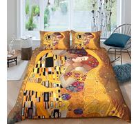 Romantique Kiss Parure de Lit Microfibre Hypoallergique 3 pièces 3D Imprimée Résistante Art Nouveau Style Housse de Couette avec 2 Taies d'oreiller Léger for Enfants Garçons Filles King（220x240cm）