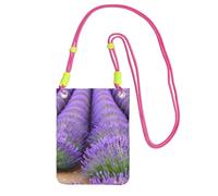 Romantique Lavande Imprimée Mode Slim Sac à Bandoulière Sac Léger Imperméable Mobile Cell Pouch Usage Quotidien, Fuchsia, Taille unique