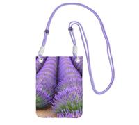 Romantique Lavande Imprimée Mode Slim Sac à Bandoulière Sac Léger Imperméable Mobile Cell Pouch Usage Quotidien, violet, Taille unique