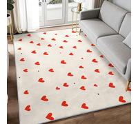 Romantique Minimaliste 180 x 240 cm Tapis de Chambre Doux, Minimaliste Dessin Animé Forme Cœur Lavable Antidérapant Tapis de Salon - Crème Moquette pour Salle de Séjour Chambre d'enfant Salle de Jeu