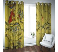 Romantique Occultant Rideaux Île Saint-Louis Célèbre Peinture Impressions Rideaux pour Salon Chambre Protection De L’intimité Décoration Intérieure Jaune W140xL260cm 2 pièces