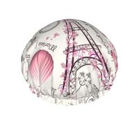 Romantique Paris Papillon Bonnet de douche réutilisable Grand bonnet de douche Hommes Séchage rapide Soins cheveux longs courts enfants Bain