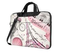 Romantique Paris Papillon Imprimé Élégant et Protecteur Sac pour Ordinateur Portable Léger Et Polyvalent Pour Voyage Travail, Noir , 13 inch