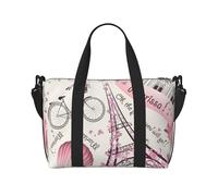Romantique Paris Papillon Imprimé Weekender Bag Sport Gym Bag Women Men Hospital Bag Personal Travel Bag Carryon Bag, Noir, Taille unique, Noir, Taille Unique, Noir , Taille unique