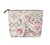 Romantique Paris Papillon Portable Cosmétique Case Faux Chanvre, Grande Trousse de Maquillage Imperméable Voyage Trousse de Toilette