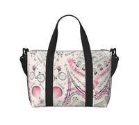 Romantique Paris Papillon Portable Sac de Voyage Bandoulière Simple Épaule Sac à Main Sport Et Fitness Sac Week-end Nuit Sac, noir, One Size