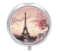 Romantique Paris Pilulier de voyage à 3 compartiments pour sac à main et poche, pilulier quotidien portable pour contenir des suppléments et des vitamines