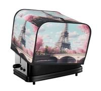 Romantique Paris Tour Eiffel 4 tranches Toaster Cover - Imperméable à la poussière Oxford tissu protecteur avec poche latérale pour petits appareils de cuisine