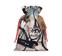 Romantique Paris Tour Eiffel Bycicle imprimé sac cadeau sacs à cordon réutilisables Fêtes Fêtes cadeaux accessoires ou souvenirs