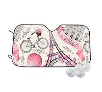 Romantique Paris Tour Eiffel Bycicle Pare-soleil de voiture Imprimé Pare-brise Pliable Réfléchissant Pare-soleil pour fenêtre avant de voiture