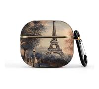 Romantique Paris Tour Eiffel Coque pour écouteurs sans fil ultra-légers pour écouteurs 3ème génération Coque de protection complète contre les chutes avec porte-clés Jolie coque rigide de protection