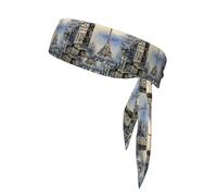 Romantique Paris Tour Eiffel Imprimer One-Pack Tie Headbands Moisture Athletic Sports Head Band For Men and Women